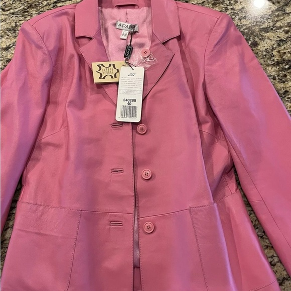 Apart Impressions Womans Pink leather Button Up Blazer Jacket Size 40 US10 NWT - Picture 2 of 6